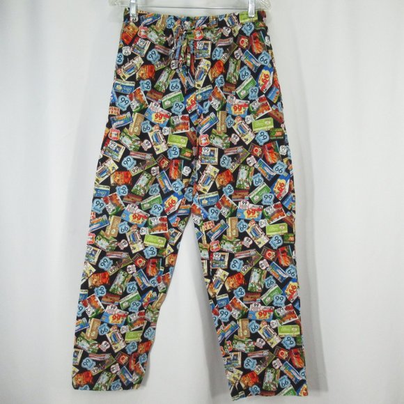 The Cats Pajamas PJ Lounge Pants Route 66 Collage Mens Medium Pockets Cotton - Picture 6 of 11